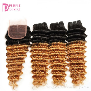 Xuchang hair factory deep wave bundles with closure Wholesale deep wave bundles with closure deep wave bundles with closure